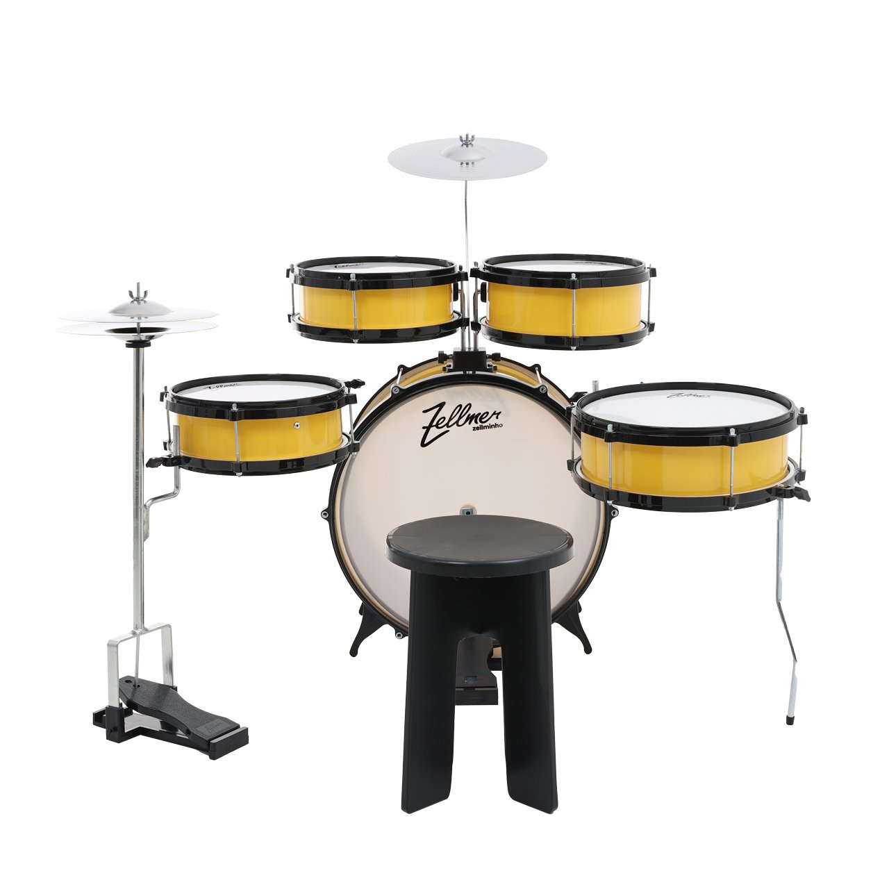 Bateria Infantil 14" Zellminho Bumbo Amarela com Acessórios